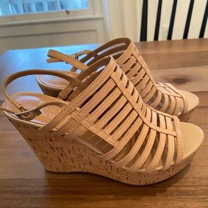 Franco Sarto Nude Wedge Sandals